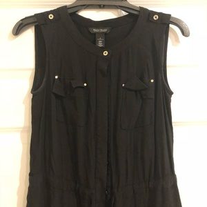 WHBM Military Style Black Button-down Dress